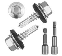 MirraSwit 150 Pcs Self Tapping Screws Metal, 4.8×17mm Hex Head Self Drilling Screws with Hex Socket, Self-Drilling Roofing for Wood Corrugated Roof Fixings