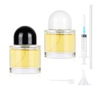 MirraSwit 2 Pcs Perfume Atomiser, Glass Cosmetic Fine Mist Atomizer 30ml, Round Travel Perfume Glass Spray Bottle with Syringe, Funnel for Cleaning, Perfume, Cosmetic (Black + White)