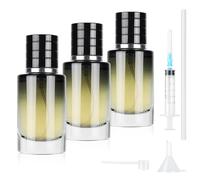 MirraSwit 3Pcs 30ml Perfume Atomiser, Gradient Blue Round Clear Empty Glass Perfume Spray Bottles, Travel Perfume with Accessories Such as Funnel, Dispenser and Syringe for Travelling