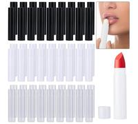MirraSwit 54 Pcs Empty Reuseable Plastic Lipstick Tubes, Empty Lip Balm Container, Empty Lipstick Tubes for DIY Homemade Lip Balm Refillable with Cap(Black, White, Clear,10ml)