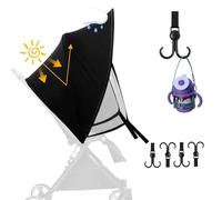 MirraSwit Pram Sun Shade Cover with Hooks, UPF50+ Universal Sunshade, Breathable Pram Sun Shade, Stops 99% of the Sun's Rays for Pushchair for Pushchair, Buggy, Stroller (Black)