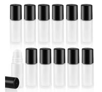Mirrline 12 Pcs 1oz/30ml Frosted Glass Roller Bottles Empty Glass Bottle with Plastic Roller Ball & Lid for Essential Oils Perfume Deodorant