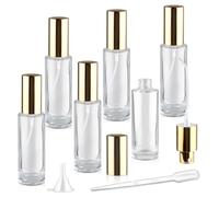 Mirrline 6 Pcs 30ml/1oz Glass Spray Bottle Refillable Perfume Bottles with Atomizer & Golden Lid for Perfume Cleaning Products Essential Oils