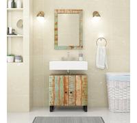 Mirror 70x50 cm Multicolour Solid Mango Wood Frame Glass Wall-Mounted Rustic Eco