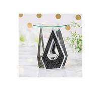Mirror Art Deco Crystal Sparkle Black Wax Oil Tealight Burner