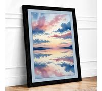 Mirror at Dawn Coastal Framed Wall Art Print A1 (84.1×59.4cm) Black, Wall Decor for Living Room, Bedroom, Office & Home, Ready to Hang, Art Gift