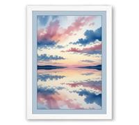 Mirror at Dawn Coastal Framed Wall Art Print A1 (84.1×59.4cm) White, Wall Decor for Living Room, Bedroom, Office & Home, Ready to Hang, Art Gift