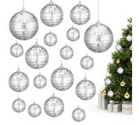 Mirror Ball, 4 Sizes Disco Ball, Mini Disco Ball with Hanging Ring for Christmas Tree, Wedding, Birthday Party, Decoration, Light Effect (2.4 inches, 2 inches, 1.6 inches, 1.2 inches)