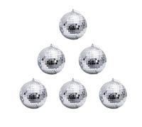 Mirror Ball,6Pcs Disco Ball 7cm Glitter Giant Baubles Large Tree baubles Hanging Party Disco Ball Lighting Effect for Party Decoration Silver
