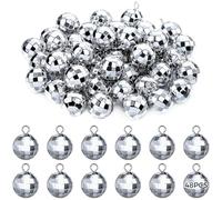 Mirror Ball Decorations, Dance Theme Christmas Tree Wedding Party Supplies, Hanging Loop, Retro Style Party Balls, 48 Pack Silver Mini Disco Ball Ornaments