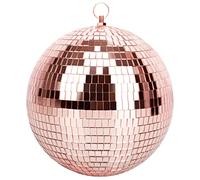 Mirror Ball for Disco DJ Club Party Wedding Home Decor, Muscab 8 Inch Disco Ball with Hanging Ring, Rose Gold