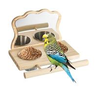 Mirror Bird Toy with Perch - 16cm Bird Toy Cage Accessories | Parrot Mirror with Feed & Pole Holder - To Conjure Parrots