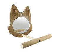 Mirror Birds Parrots with Wooden Intrupolo - Interactive Toy for Cockatiel Parakeet | Stimulating and Safe Accessory with Acrylic Mirror in the Use of the Cage Game