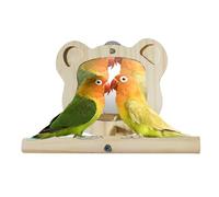 Mirror Birds Parrots with Wooden Turtle - Interactive Toy for Calopteeste Conure Cockatiel | Stimulating and Safe Accessory with Acrylic Mirror in the Use of Cage Game