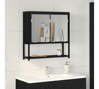Mirror Cabinet Black Oak 60x16x60cm Engineered Wood Wall-Mounted Glass 2 Shelves