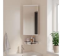 Mirror Cabinet Corner Wall Mount White 30x24x60cm Engineered Wood Melamine Glass