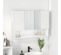 Mirror Cabinet High Gloss White 80x17x55cm Engineered Wood Wall-Mounted 3Doors.