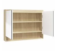 vidaXL Bathroom Mirror Cabinet MDF White and Oak Home Wall Storage Cabinet