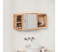 Mirror Cabinet Solid Walnut Wood 80x17x34 cm Wall-Mount Sliding Glass StorageBox