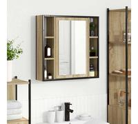 Mirror Cabinet Sonoma Oak 60x16x60 cm Engineered Wood Wall-Mounted 5-Shelf Bath.