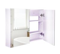 Mirror Cabinet Wall Mounted 80x15x60cm White Waterproof MDF Modern Adjustable BS
