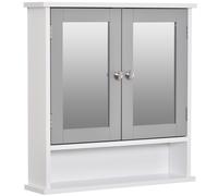 Mirror Cabinet Wall Mounted with Double Mirrored Doors, Hanging Cabinet, Grey