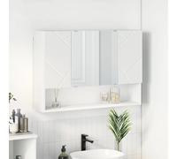 Mirror Cabinet White 80x17x55cm Engineered Wood Wall-Mounted 3-Door Mirror Plus