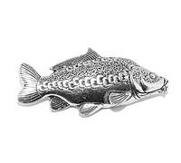 Mirror Carp Fish Pin Badge Brooch English Silver colour Pewter in a burlap gift pouch