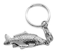 Mirror Carp Fish Silver Pewter Keyring (single sided) in an organza pouch