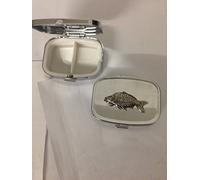 Mirror Carp PP-F12 made of fine English Pewter on a travel silver rectangular Metal Pill Box