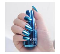 Mirror Chrome Nail Polish - Metallic Blue UV-Free Lacquer, Quick-Drying & High-Shine Finish for Stunning Nail Art. Perfect for Salon or Home Use - 8ml