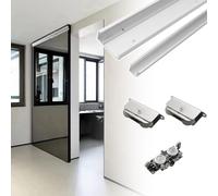 Mirror Closet Door Track Ghost Door Hardware Kit, Invisible Rail Kit for Sliding Doors, Modern Pocket Door Guide with Soft Close Mechanism(140cm (55.1in))