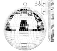 Mirror Disco Ball 20 cm, Disco Balls for Hanging, Mirror Ball 20 cm with Self-Adhesive Mini Mirror and Hook, Self-Adhesive, Mirror Balls, Disco Ball, Ideal for Parties or DJ Lighting Effect