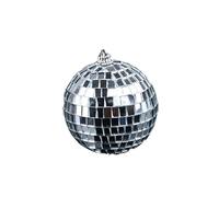 Mirror Disco Ball 20cm Hanging Silver Glass Reflective Ball | Banquets and Christmas Tree Decor, Solid Polypropylene Stick Build, Light Reflecting Surface