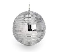 Mirror Disco Ball 30 cm (12") | Silver Glitter Mirror Ball with Hanging Hook | Party Wedding DJ Stage Lighting | Lightweight Glass Facets | Pukkr