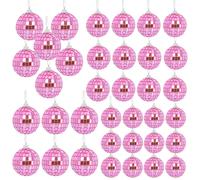 Mirror Disco Ball, 36PCS Pink Glitter Ball, 3 Sizes Mini Disco Balls R