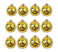 Mirror Disco Ball Party Decoration, Disco Mirror Ball Gold 2 inches Pack Of 12
