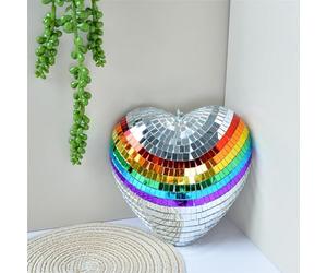 Mirror Disco Balls Heart Shaped Disco Balls,Creative Rainbow Disco Balls,Hanging Heart Disco Ball,Fun Hanging Party Disco Ball for Big Party Decorations,DJ Party Design