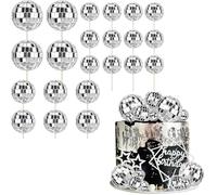 Mirror Disco Cake Decoration Set with Support Picks Happy Birthday Cupcake Toppers for Themed Parties Birthdays Various Celebrations