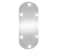 vidaXL Wall Mirror With LED Lights 35x80 cm Glass Oval, Silver