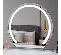 Mirror Dressing Table, 360° Rotation Makeup Mirror Led, Tabletop Makeup Mirror with Touch Screen Dimmable, Hollywood Vanity Round Mirror with Memory Function and 3 Color Temperature