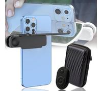 Mirror Effect Lens - Capture Stunning Reflections Instantly,Mirror Reflection Clip for Iphone Camera, HD Glass Smartphone Photography Flip Mirror, for Travel Photography (BLACK(With Remote))