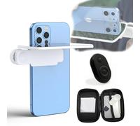 Mirror Effect Lens - Capture Stunning Reflections Instantly,Smartphone Camera Mirror Reflection Clip Kit, Adjustable HD Glass Vertical Clip on Selfie for Back Camera,Outdoor Photography (White+Remote)