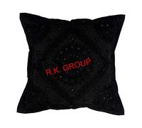 Mirror Embroidered Decorative Sofa Throw Pillow Cushion Cover Boho Bohemia Black 24x24 Inches