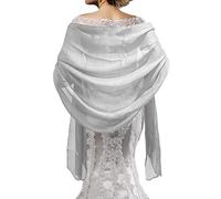 Mirror Fashion Women Ladies Lovely Colours Silky Long Soft Shawl Wrap Stole L74 For Evening Dress Bridesmaids Wedding Prom (Silver)