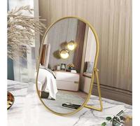 Mirror for Dressing Table, Vanity Makeup Free Standing Tabletop Mirror with Metal Stand, Portable Adjustable Desk for Bedroom Bathroom Countertop(Gold,Round mirror)
