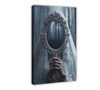 Mirror Forest - Surrealist Female Veil, Dark Fantasy Decoration Canvas Poster Wall Art Decor Print Picture Paintings for Living Room Bedroom Decoration 12x18inch(30x45cm)