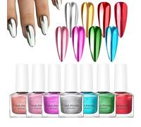 Mirror Gel Nail Polish | Long Lasting Mirror Effect Nail Gel Polish | 8 Colors Quick Dry Fingernail Manicure Art Supplies for Salon Home Professional Party Wedding Holiday Events