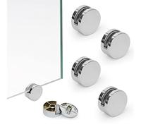Mirror Glass Clips Mirror Wall Holder Clips Mirror Glass Hanging Bracket Glass Mounting Round Clips in Bathroom Mirror Fix Kit Set 4 Pcs
