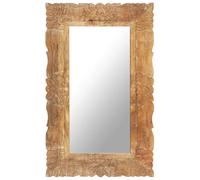 Mirror Hand-Carved Pattern 80 x 50 x 2.5 cm Brown Solid Mango Wood